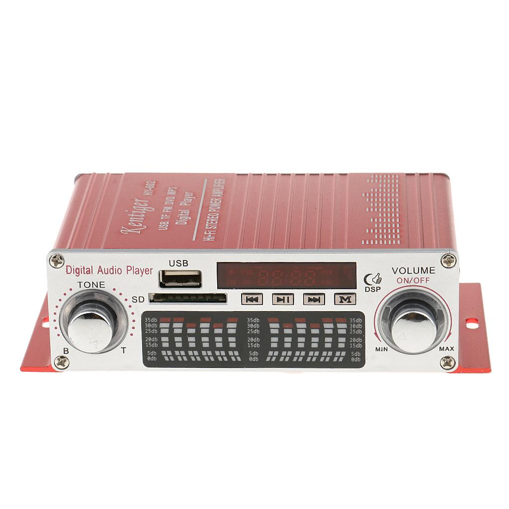 DC 12V 20WX2 Remote Mini Hi-Fi Digital Stereo Audio Amplifier USB SD FM DVD
