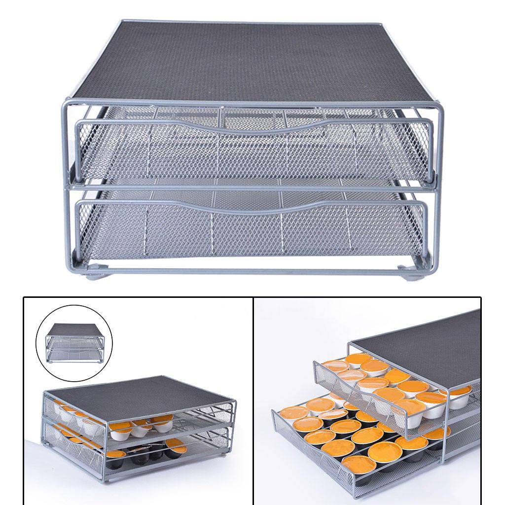 Iron Coffee Capsule Storage Organizer Holder 2 Layer Space Saving Counter