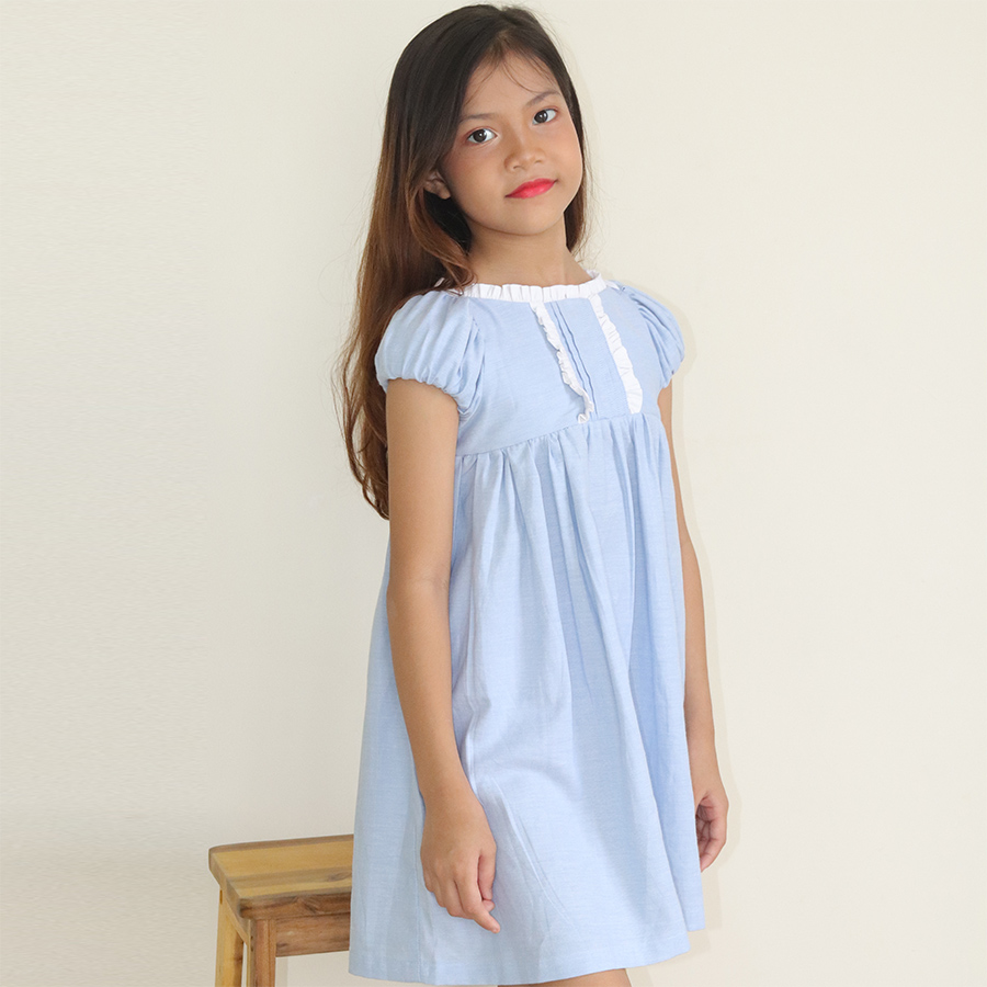 Đầm Bé Gái Kika Mầu Xanh Bèo Cổ Thuyền K127 - Size 120