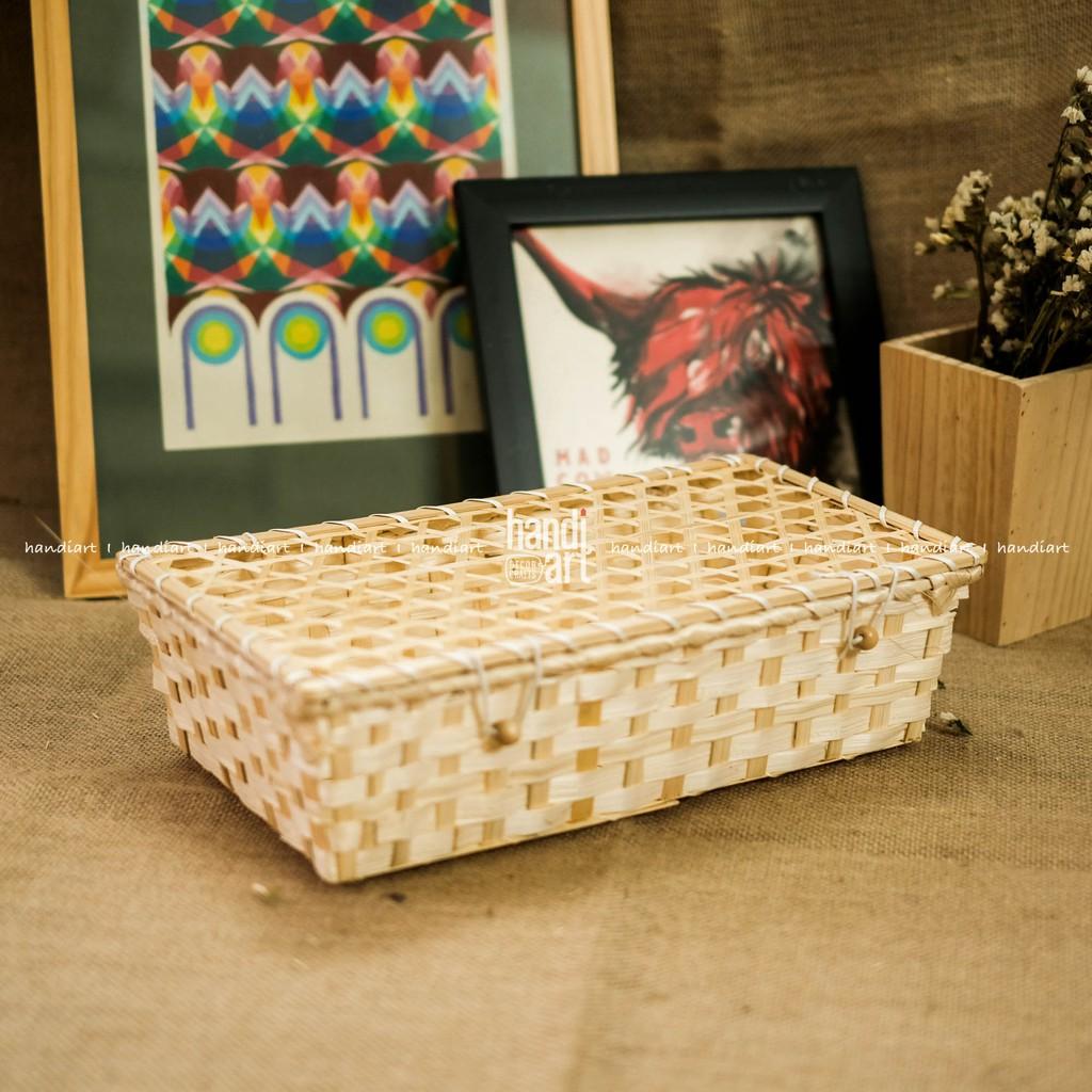 Hộp tre đan có quai - hộp tre đan hình chữ nhật - Woven bamboo box