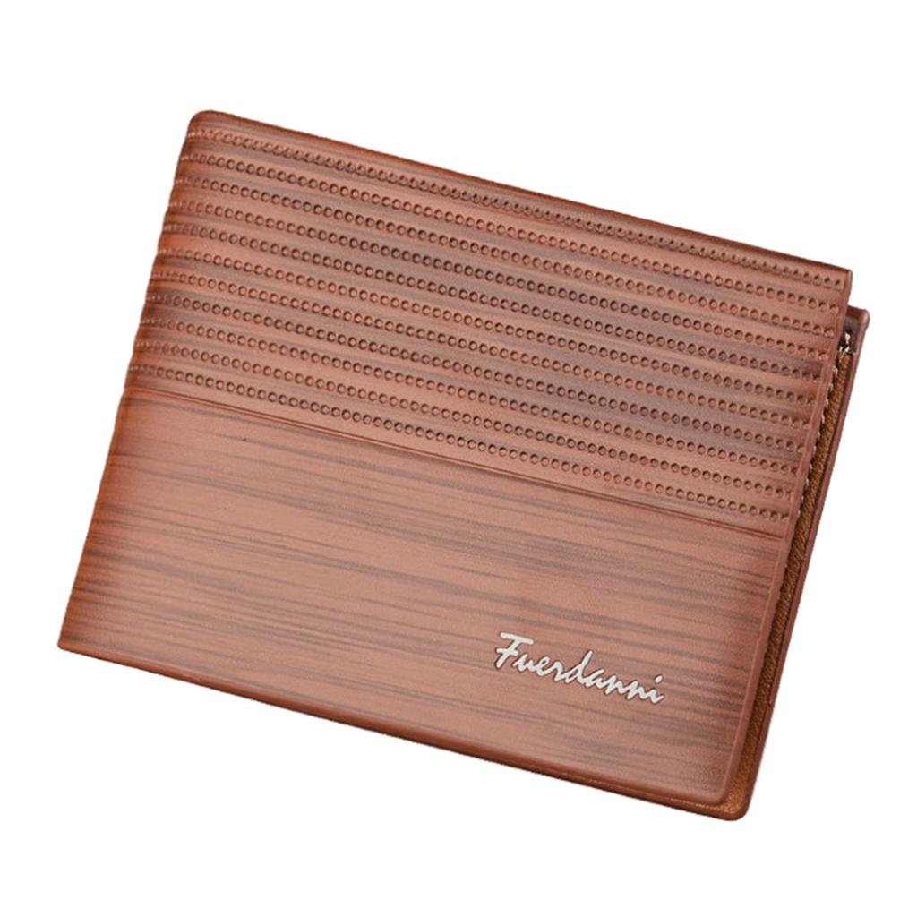 Leather Men Women Wallet Bifold Credit Card Holder Light Coffee