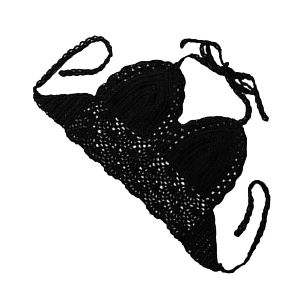 Women's Crochet Hollow Out Sleeveless Low Waist Bikini Tops Swimsuit Black
