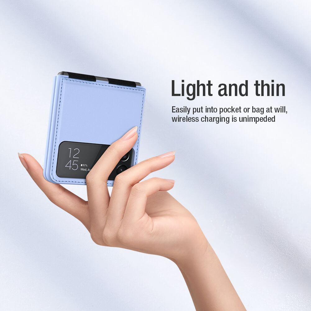 Case bao da chống sốc cho Samsung Galaxy Z Flip 3 trang bị chân chống giá đỡ điện thoại hiệu Nillkin Qin Vegan - hàng nhập khẩu