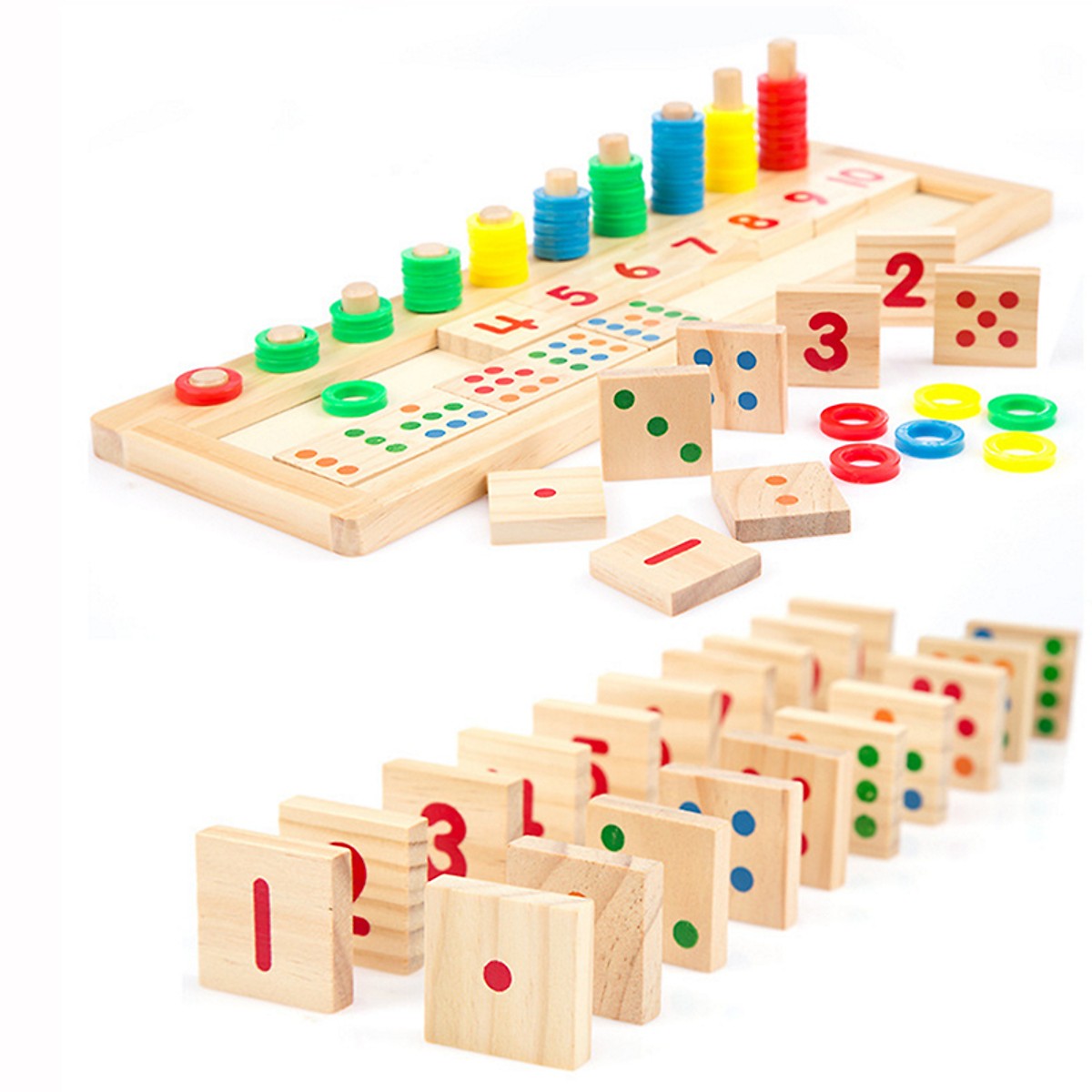 Đồ Chơi Bảng Học Đếm Logic 10 số bằng gỗ - đồ chơi trí tuệ an toàn cho bé