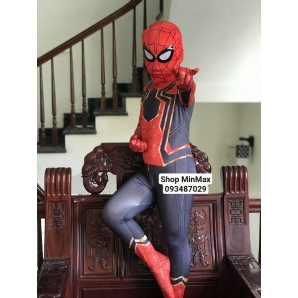 Bộ hoá trang người nhện Spider Man kèm mũ trùm, chất thun co dãn, thoáng mát