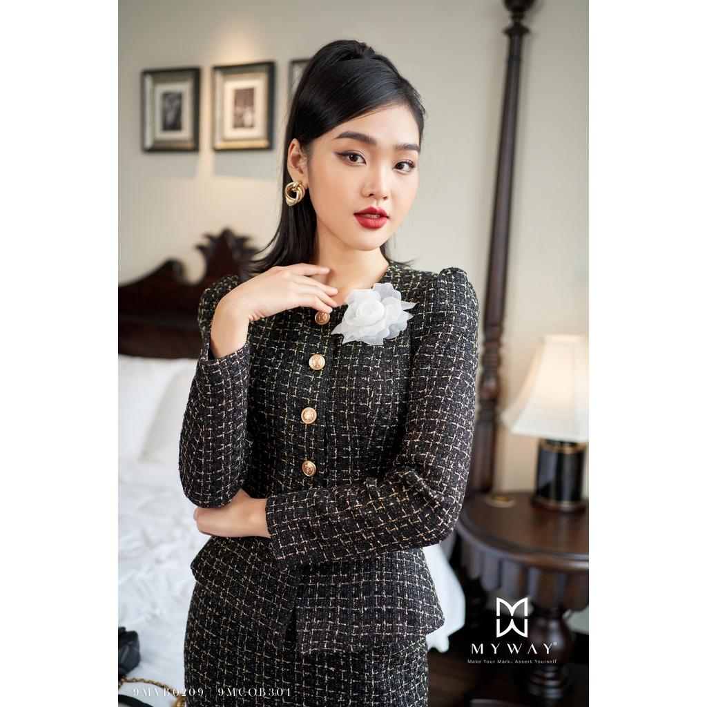 Sét Dạ Tweed Nữ MY WAY Áo Khoác Và Chân Váy Bút Chì Sang Trọng 9MVB0209-9MCOB304