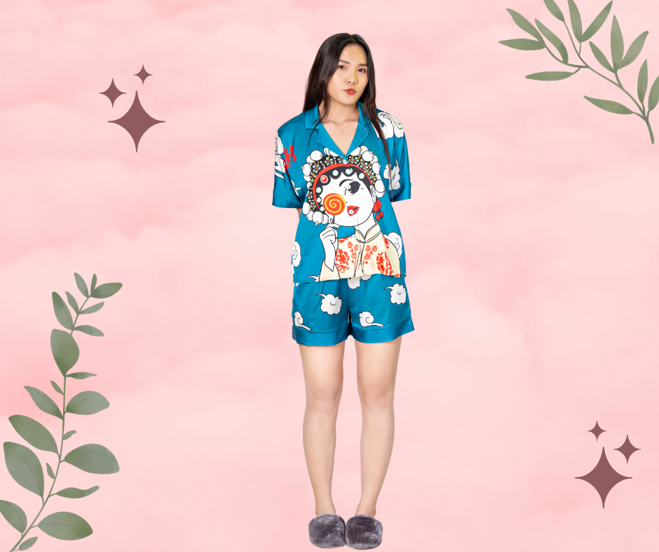 Đồ Bộ Lụa/Satin Pijama Bộ Đùi Mặc Ở Nhà Nữ - Bộ Ngủ Nữ Tiểu Thư Cộc Tay Mặc Mùa Hè