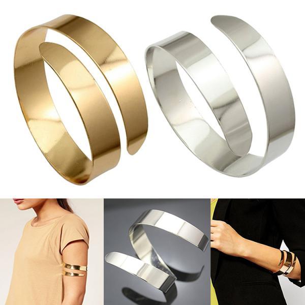 2 Pcs Punk Swirl Upper Armlet Multilayer Arm Bracelet Cuff Bangle Jewelry