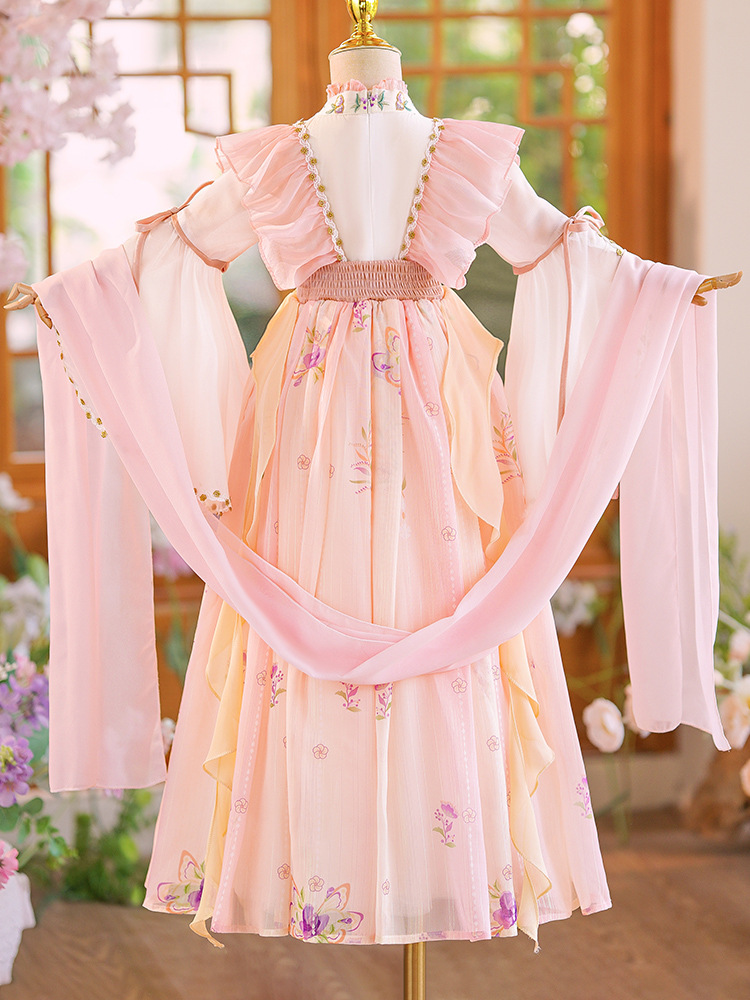 Đầm váy công chúa cổ trang hanfu thêu hoa cho bé gái diện lễ tết trung thu đẹp size 100-160 hàng Quảng Châu