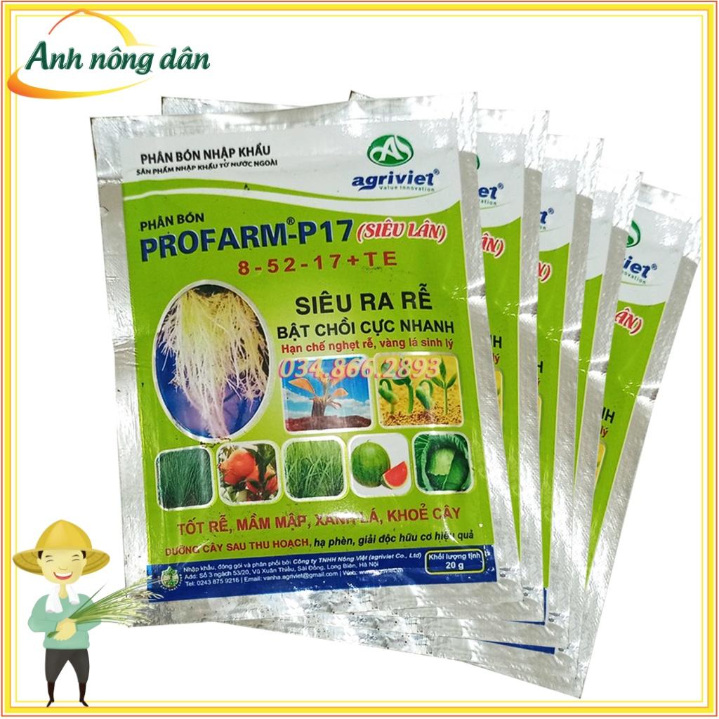 5 gói Phân bón siêu lân Profarm -P17 8- 52-17 + TE siêu ra rễ, bật chồi cực nhanh ngăn nghẹt rễ, chột cây
