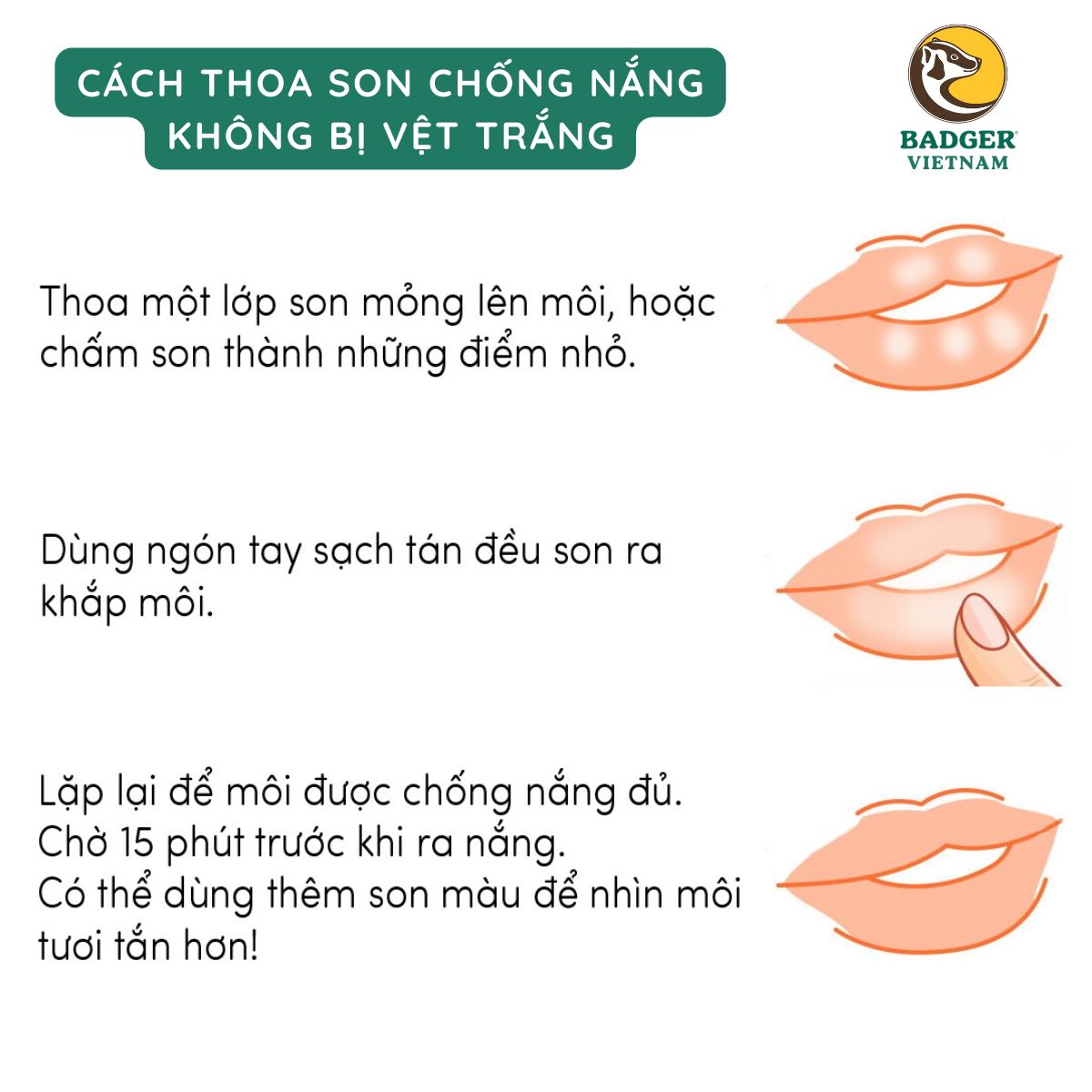 Son Dưỡng Chống Nắng Thiên Nhiên Badger SPF 15 Clear Lip Balm - Thuần vật lý, phổ rộng broad-spectrum, an toàn cho san hô, 97% thành phần hữu cơ