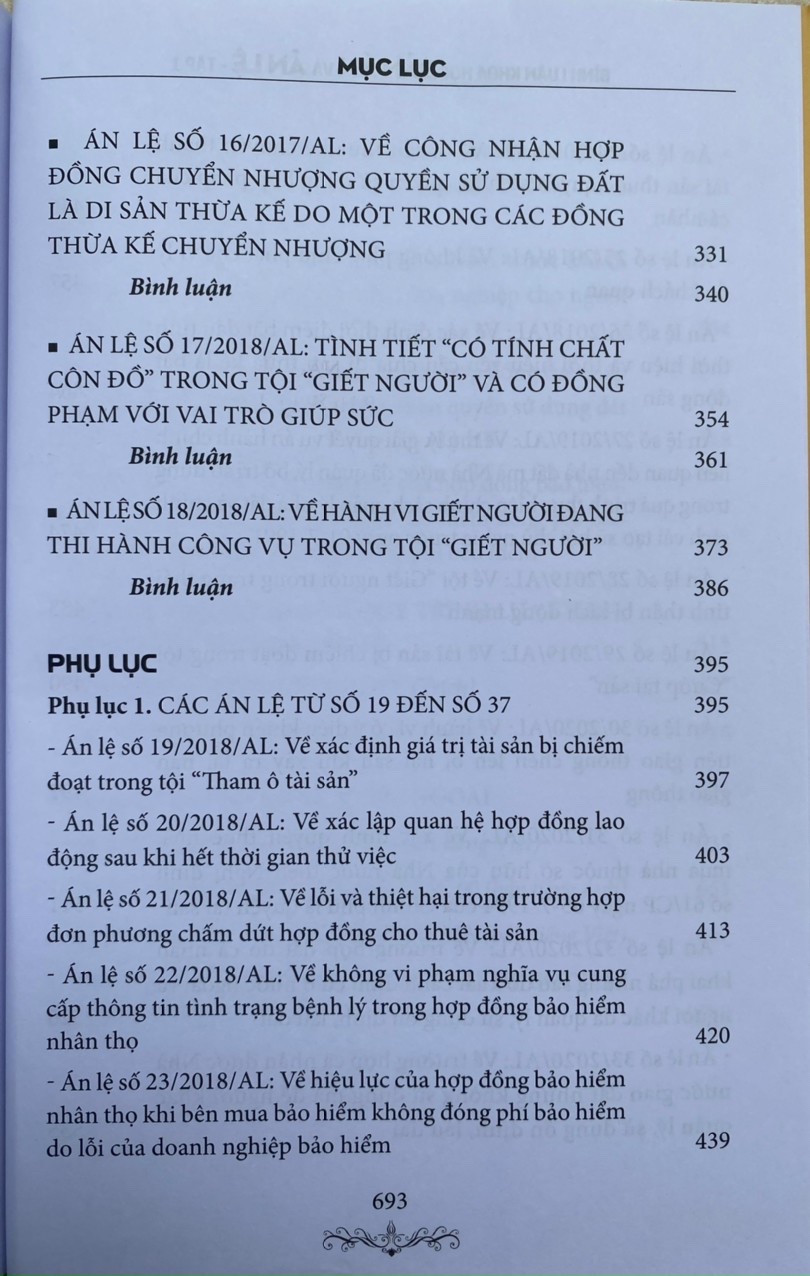 Bình Luận Khoa Học Bản ÁnVà Án Lệ  - Tập 1