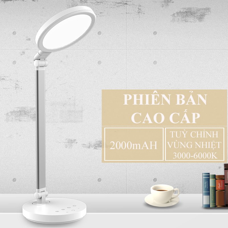 Đèn Bàn Học Đọc Sách Làm Việc LED Cảm Ứng Cao Cấp  2000mAh - Chống Cận - 3 Cấ Độ Điều Chỉnh - Vùng Sáng 3000-6000K Tùy Thích -  Gập 2 Chỗ Tiện Lợi – Bảo Vệ Đôi Mắt