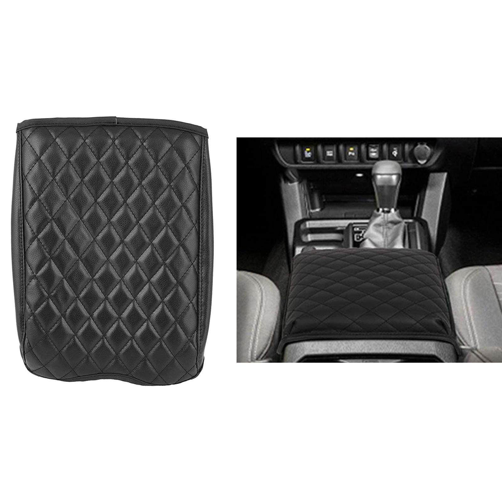 Black Car Armrest Cushion Console Box  PU Leather for
