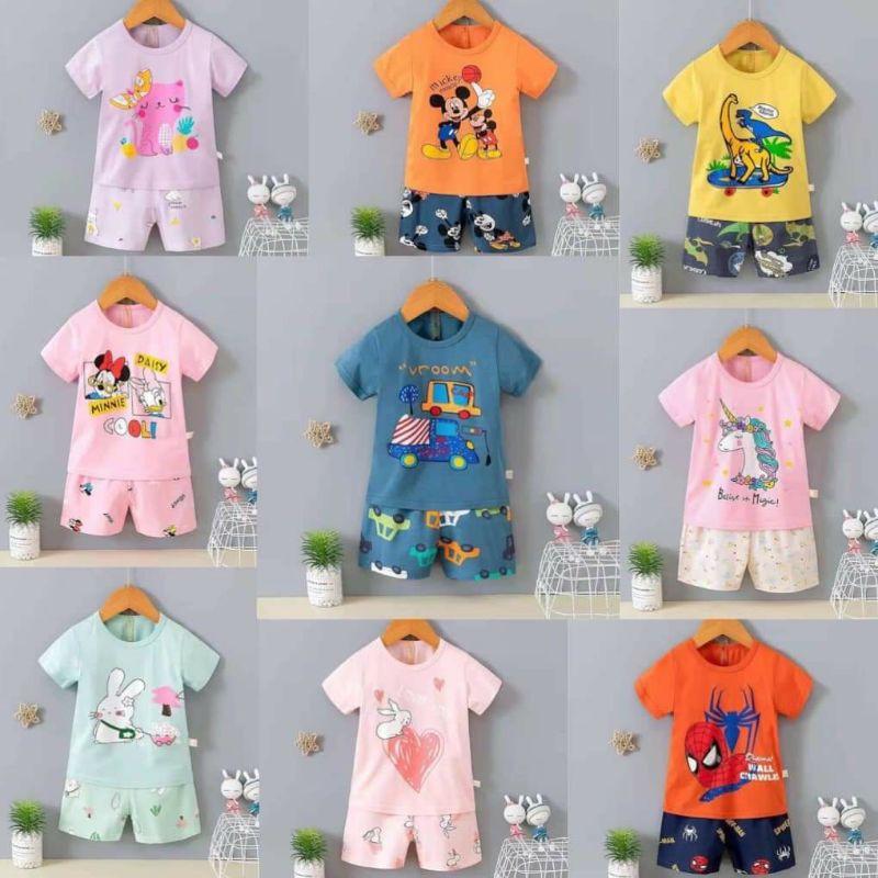 Bộ cotton lạnh xuất Hàn mềm mát cho bé
