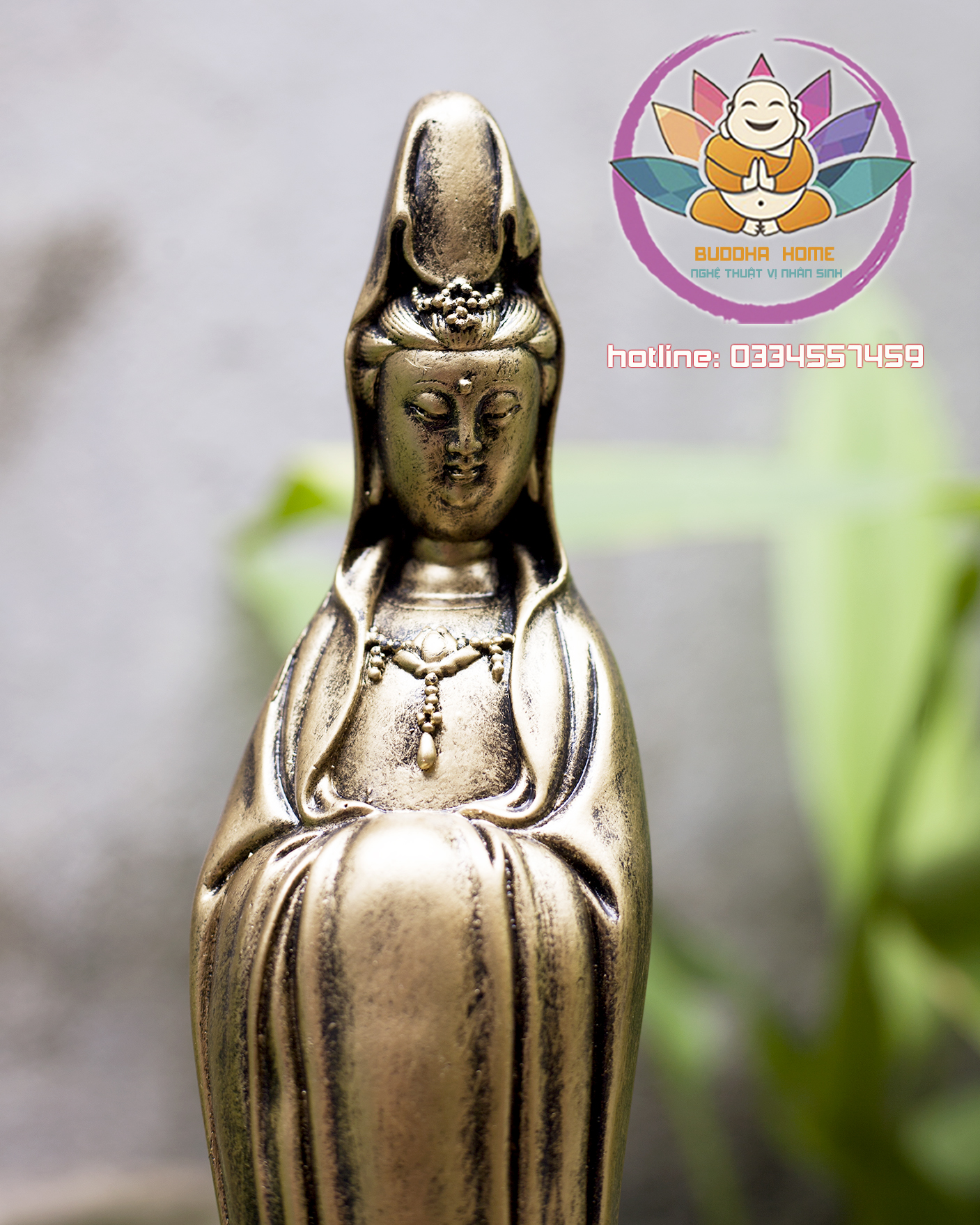 Tượng Mẹ Quan Âm cao 39.5 cm màu đồng cổ trang trí nội thất nhà cửa- phong thủy- thờ cúng