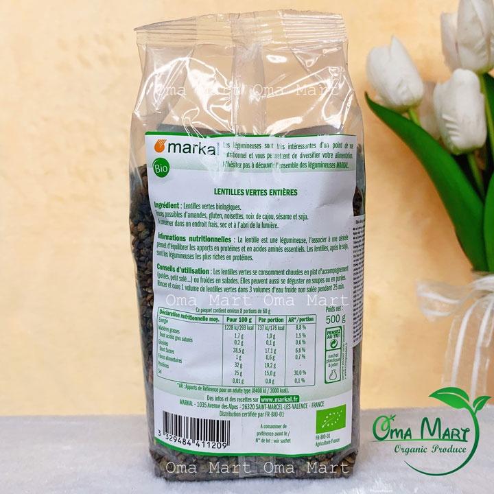 Đậu lăng xanh hữu cơ Markal 500g