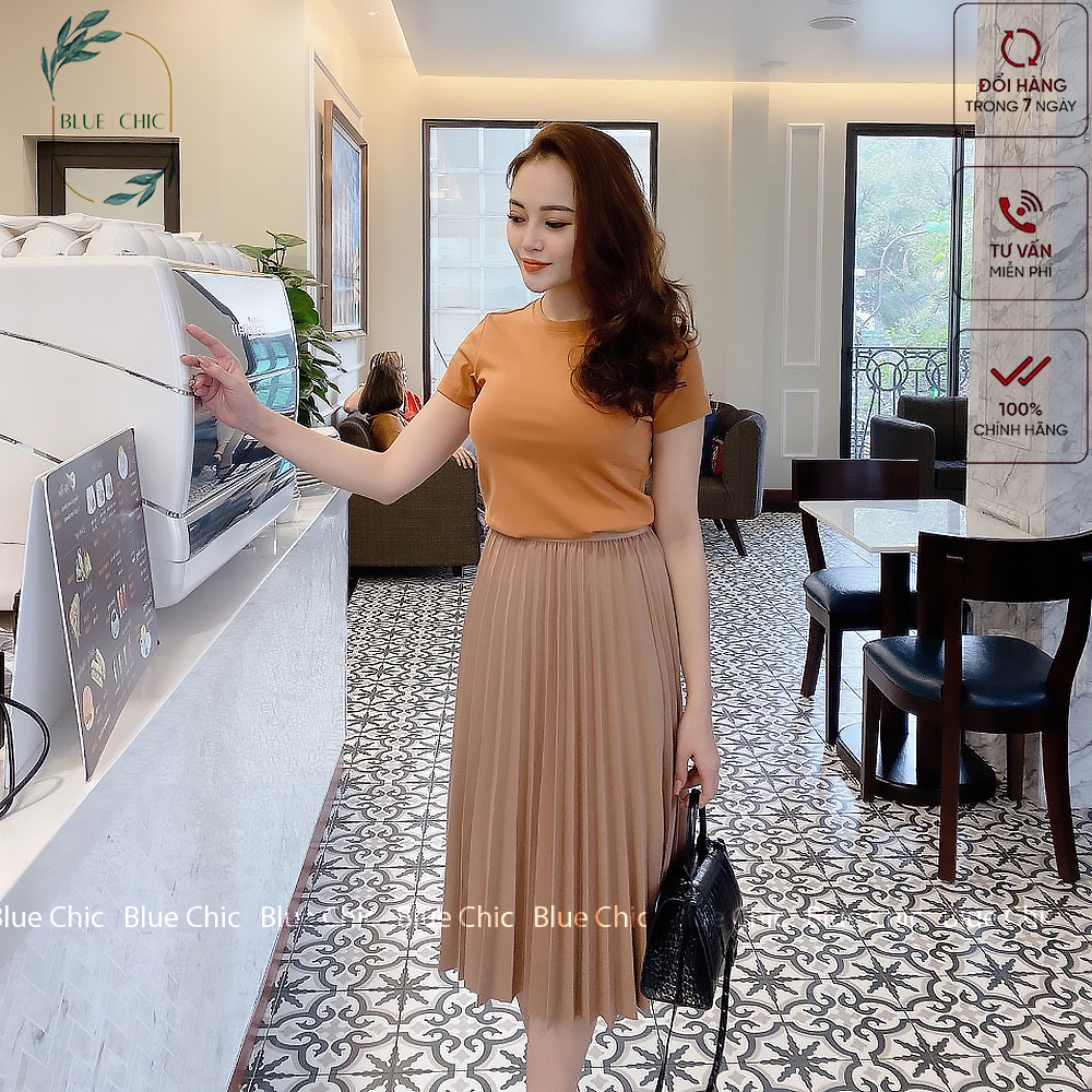 Áo phông nữ, áo thun nữ cổ tròn Blue Chic cộc tay ngắn dáng ôm body thun cotton trơn màu trắng đen xanh đỏ be hồng đỗ đỏ