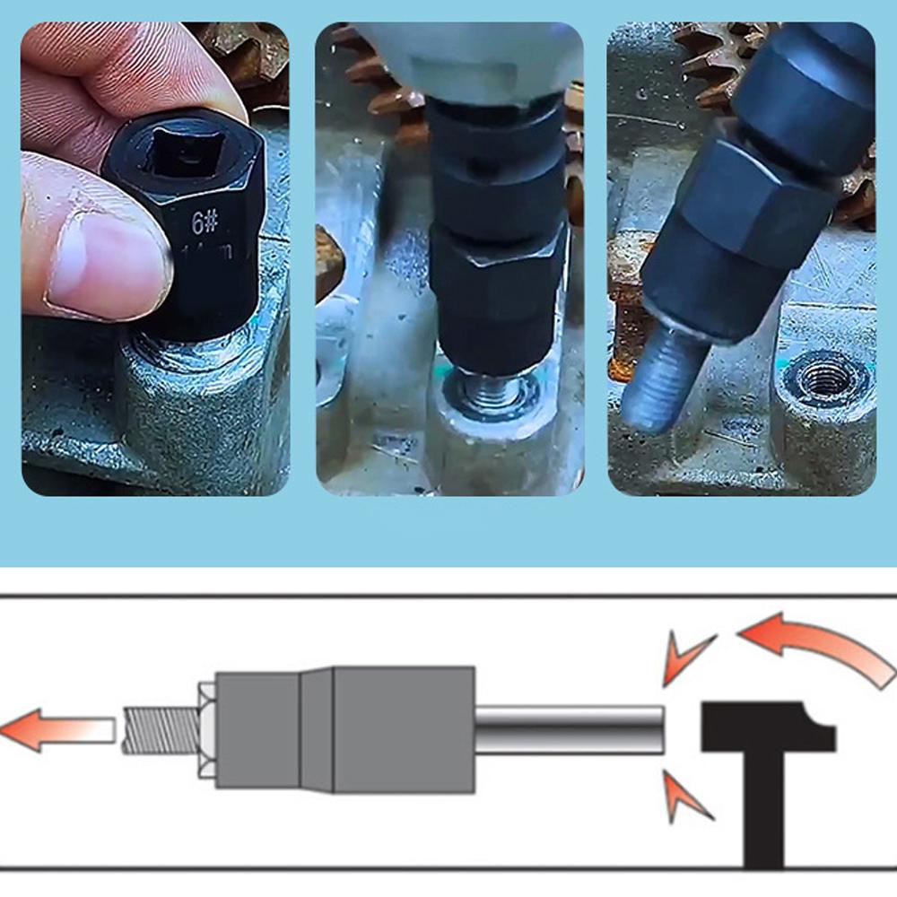6pcs Lug Nut Remover Kit Broken Nuts Removal Tool Set Broken Nut Bolt Extractor Rust Damaged Stuck Nut Bolts Extractor
