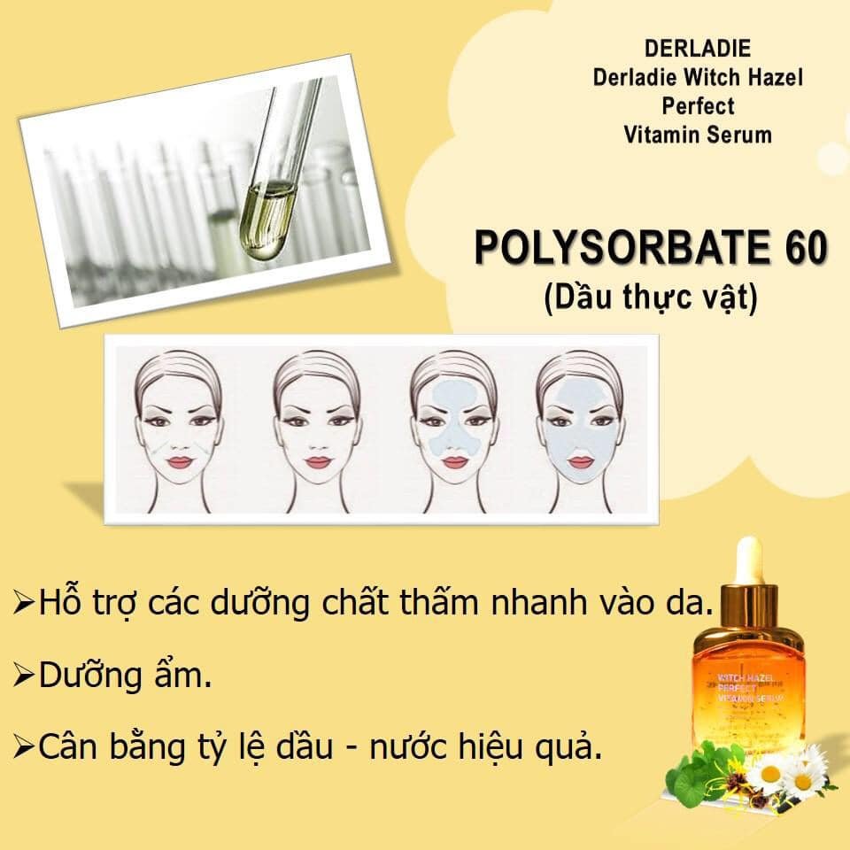 Serum Giảm Mụn Chiết Xuất Cây Phỉ Derladie Witch Hazel Perfect Vitamin Serum 35ml + Tặng 1 mặt nạ sủi bọt Su:m 37 Đen