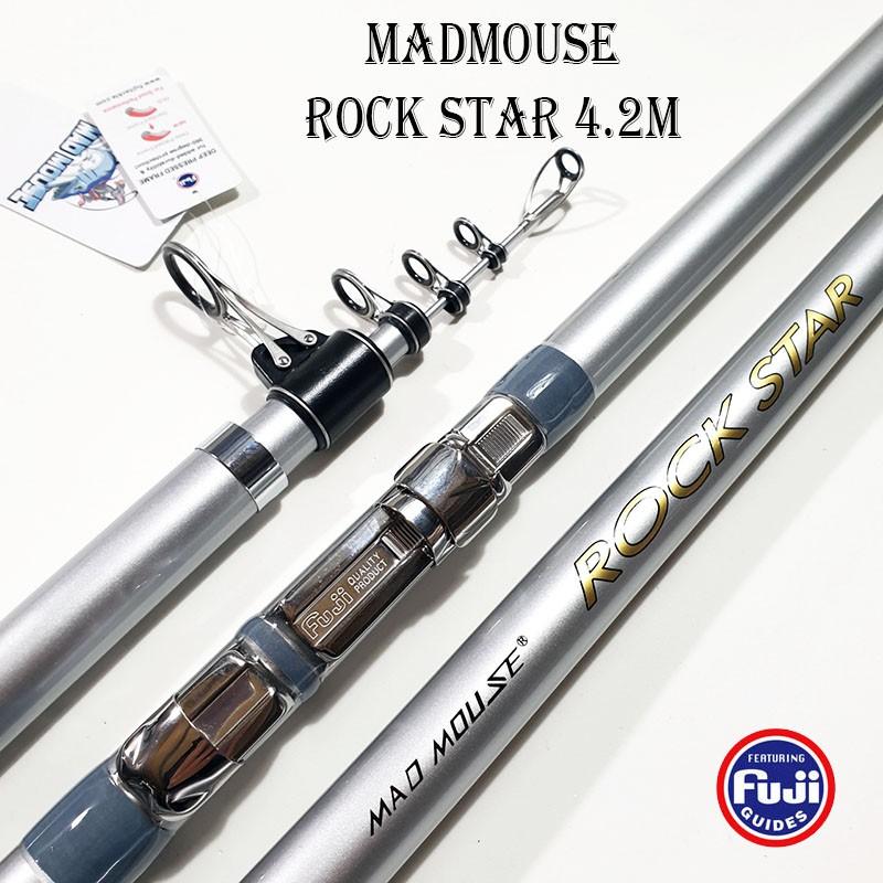 Cần câu lục xa bờ MAD MOUSE ROCK STAR 4m2 khoen pass Fuji made in Japan, độ cứng 46T - BX+