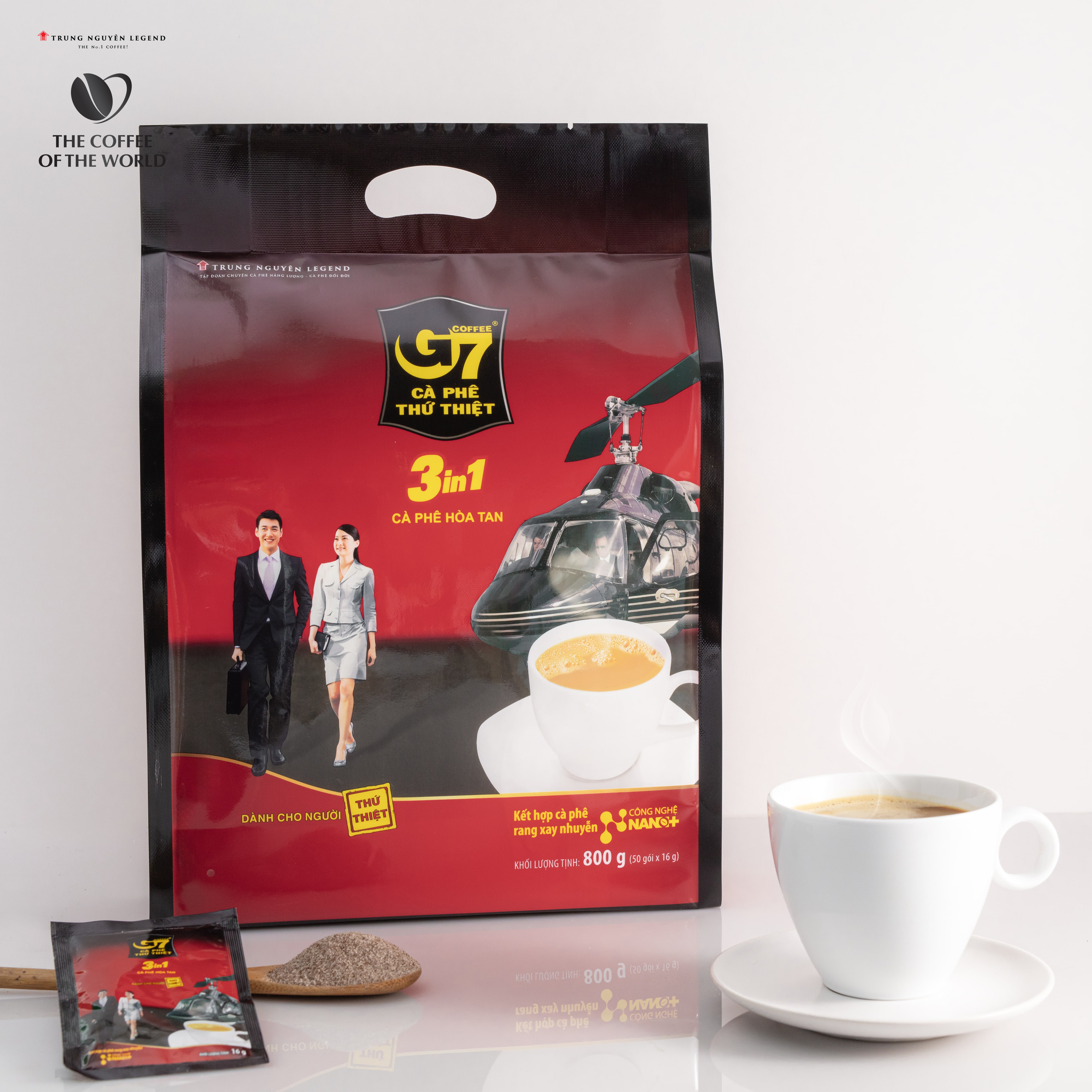 Trung Nguyên Legend - Cà phê hòa tan G7 3in1 - Bịch 50 sachets x 16gr (gói vuông)