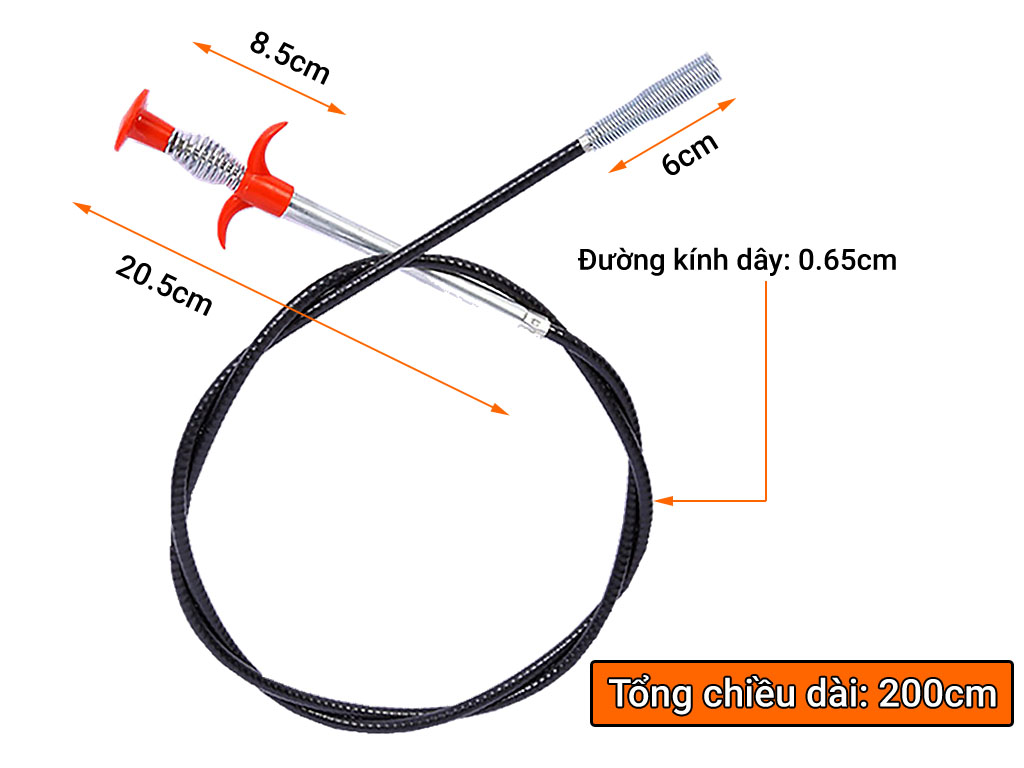 Dây gắp rác thông cống dạng dợi dài 200cm