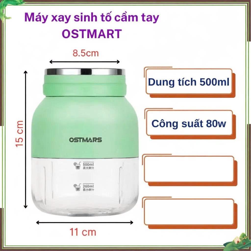 Máy Xay Sinh Tố Cầm Tay Mini Ostmars Sạc Tích Điện - giao mầu ngẫu nhiên