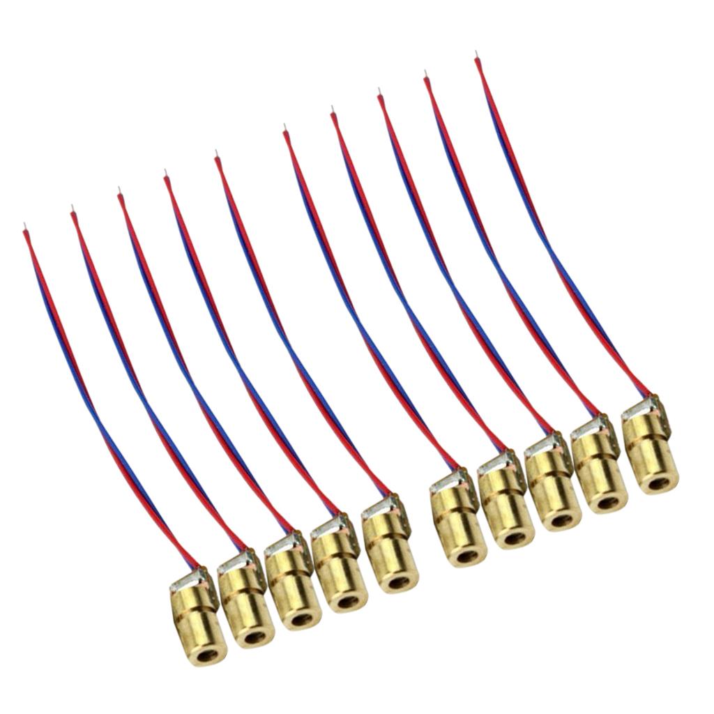 10 pieces 5V 650nm 6mm 5mW mini Laser Dot Diode Module Copper Head Red