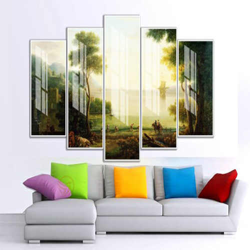 Bộ 5 - Tranh treo tường trang trí phòng khách/Sơn dầu 3D/Gỗ MDF Hàn Quốc phủ kim sa/ Chống ẩm mốc, mối mọt T3M-11208