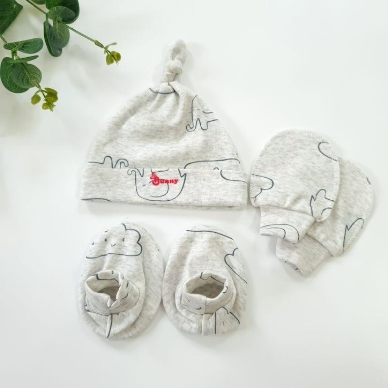 Set Nón - Bao Tay Bao Chân Chất Cotton Mềm mại, Co Giãn - BunnyBaby - Sọc đỏ