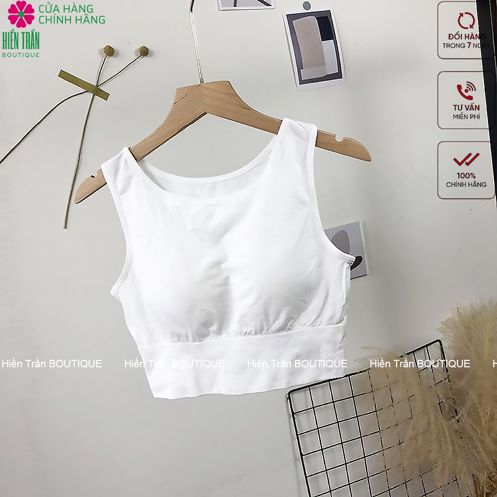 Áo bra học sinh, áo croptop Hiền Trần BOUTIQUE sát nách ba lỗ thun không tay kiểu ôm body tank top vải cotton co giãn tốt