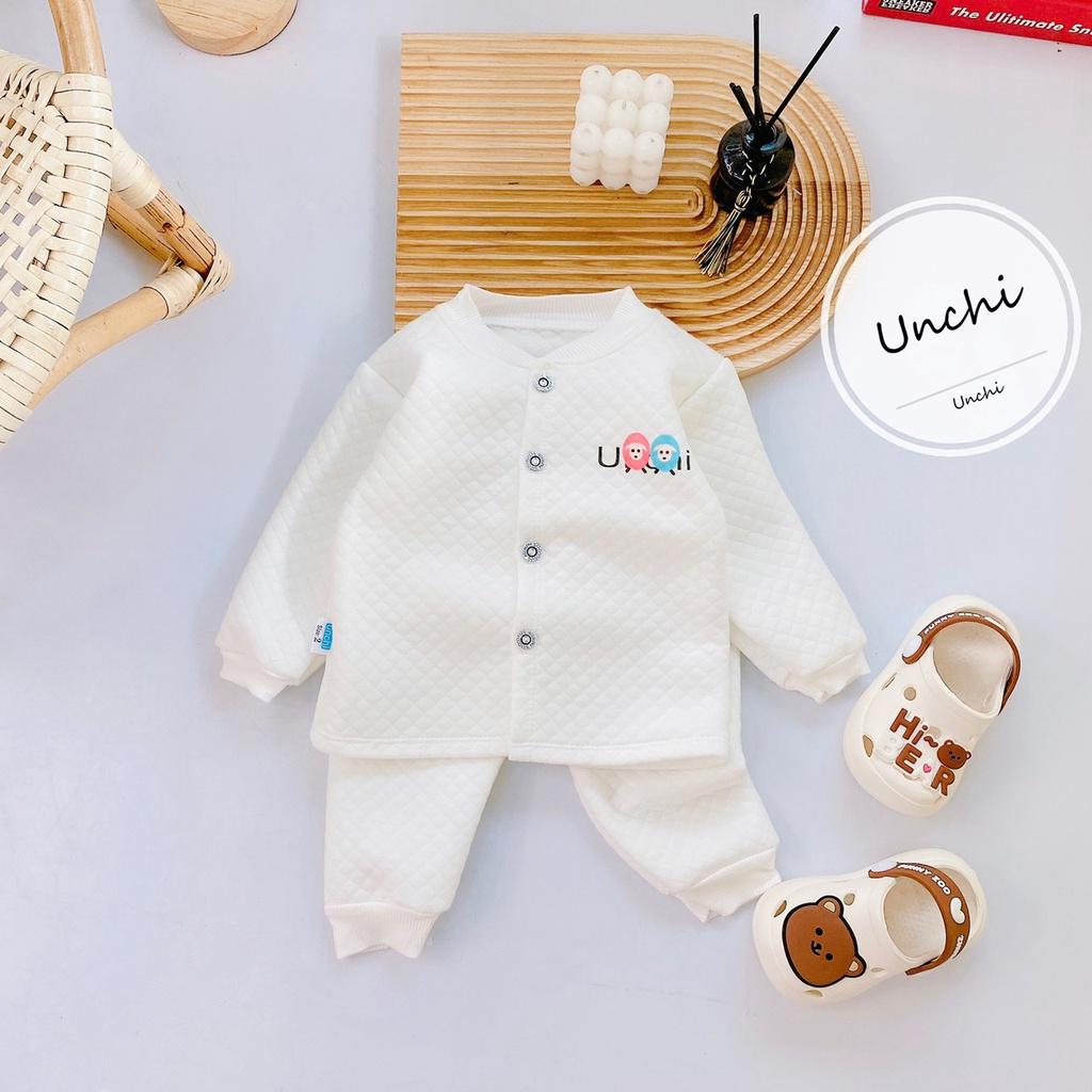Bộ thu đông bé trai,bé gái- Bộ dài tay bé trai UNCHI chất nỉ xốp cao cấp cho bé