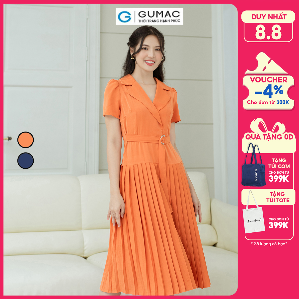 Đầm đắp chéo dập ly GUMAC DD08016