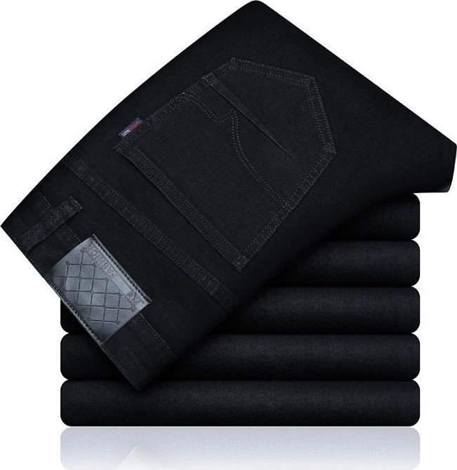 Quần Jeans Nam Co Giãn Cotton Đen Trơn