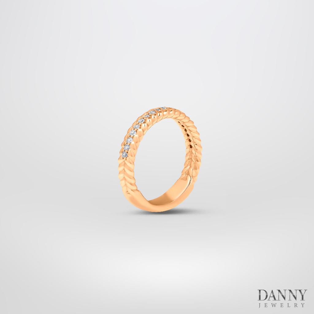 Nhẫn Nữ Danny Jewelry Bạc 925 Xi Vàng Hồng Thắt Bím Đính Đá Màu N0113