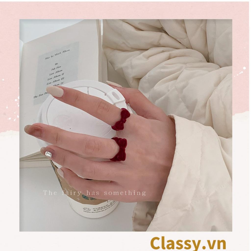Nhẫn hở bọc vải nhung Classy họa tiết nơ độc đáo PK1396
