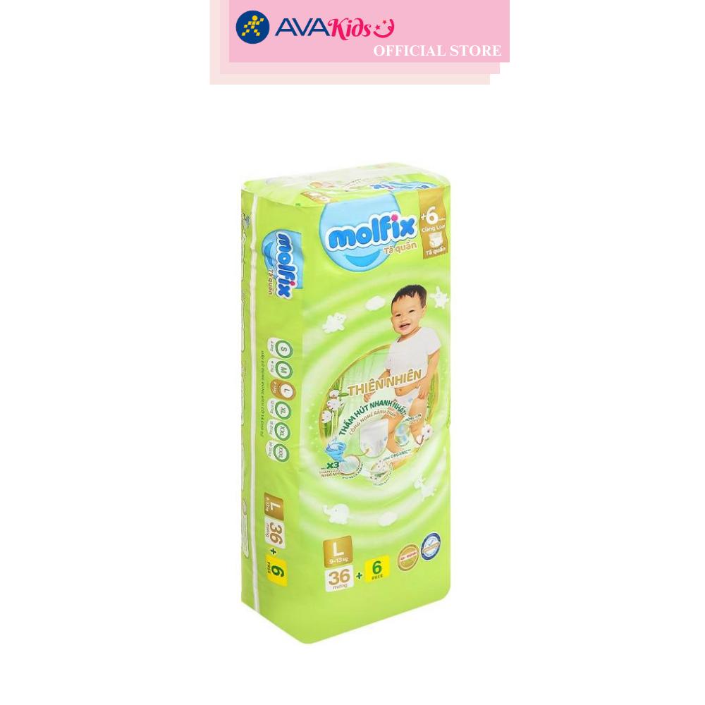Tã quần Molfix thiên nhiên size L 36 + 6 miếng (9 - 13 kg)