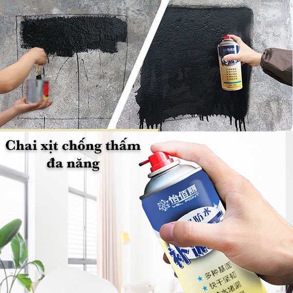 Bình xịt chống thấm đa năng chai xịt ngăn dột nước trần sàn mái tôn, chân tường nhà (màu trắng) - Hàng Chất Lượng