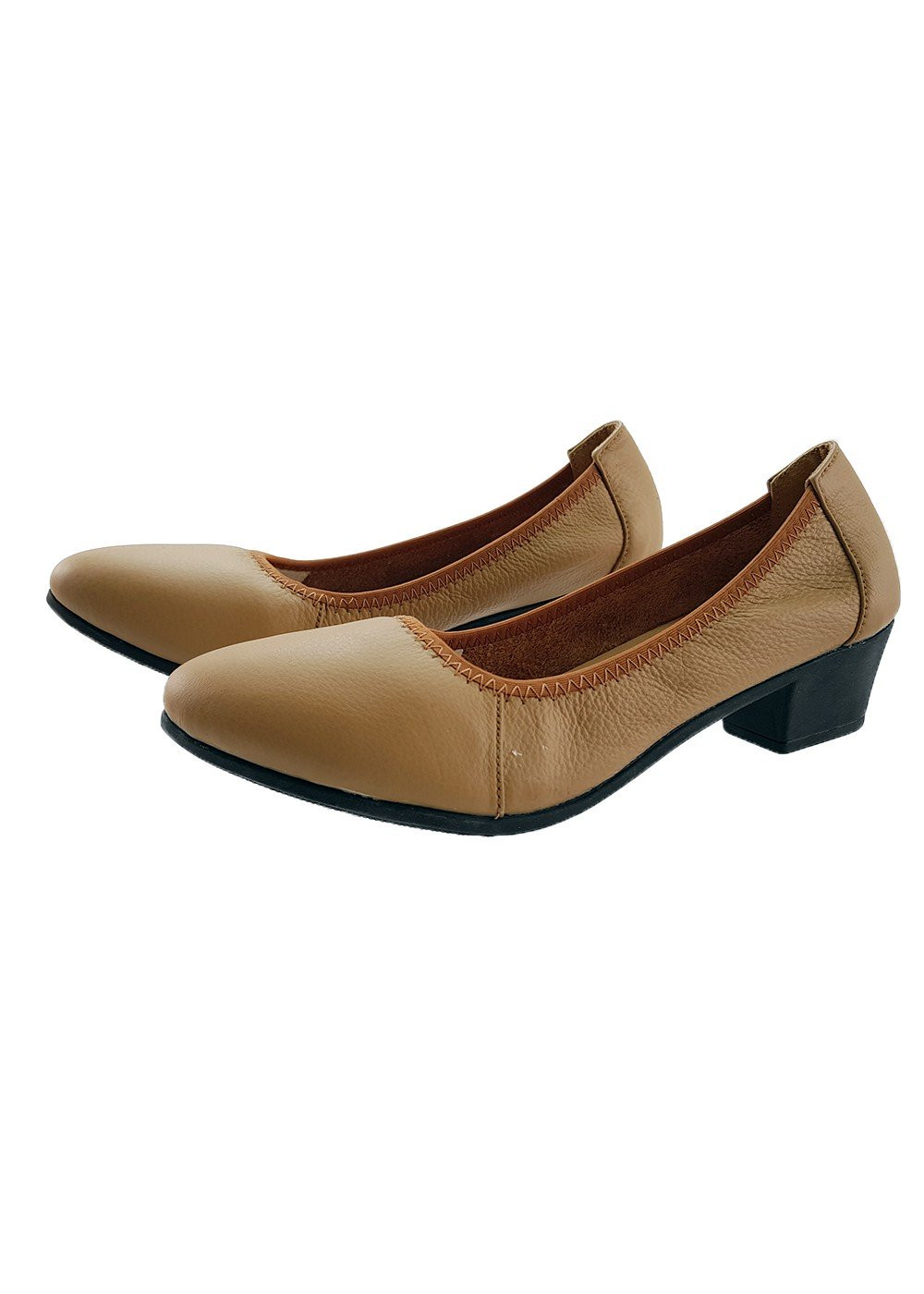 Giày Cao Gót Đế Vuông Cao 3cm, Da Bò Thật Mềm Êm Cổ Chun Ôm Chân Chắc Chắn 3P0216