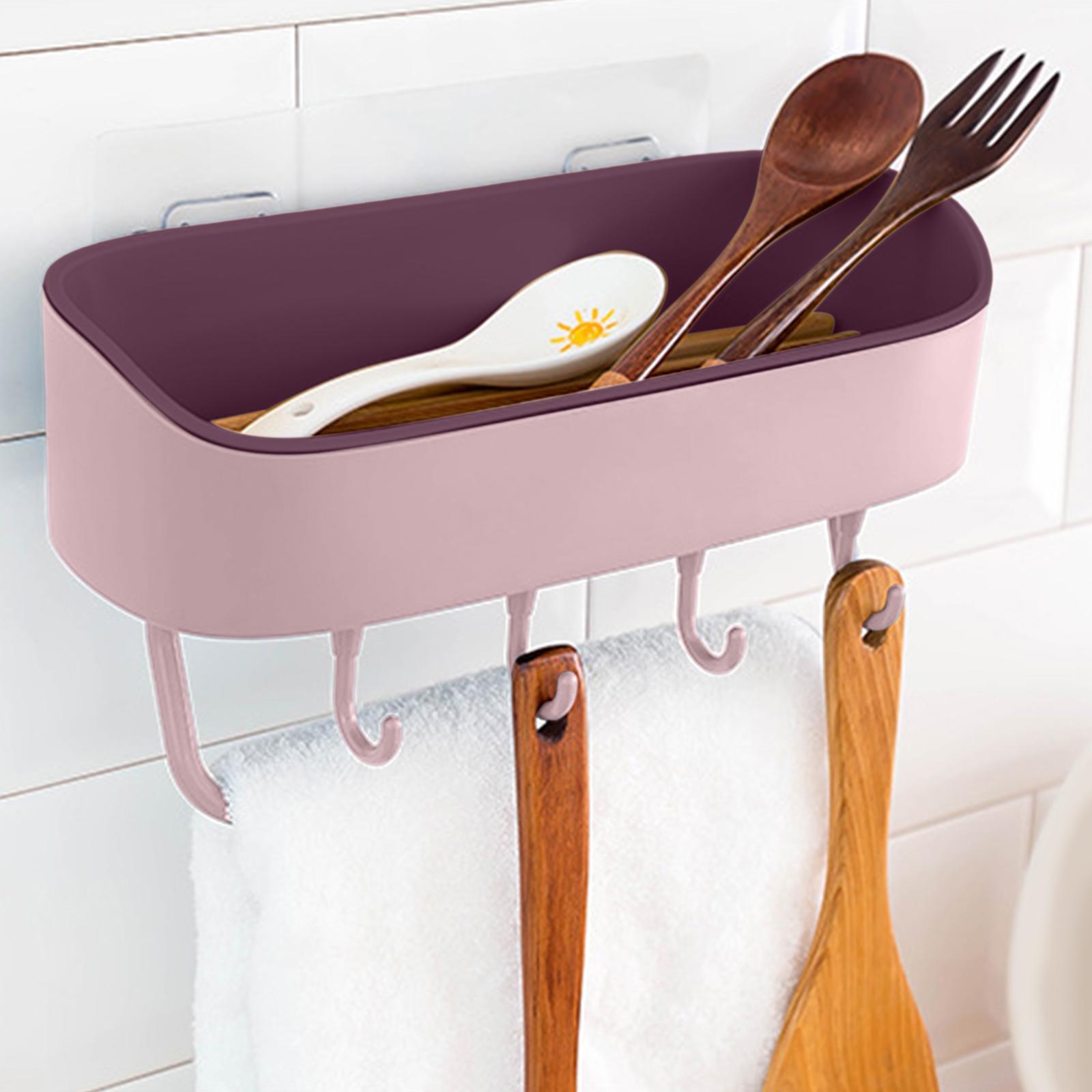 Wall Mounted Shower Caddy Shelf No Drilling Shower Basket Shelves for Home Pink