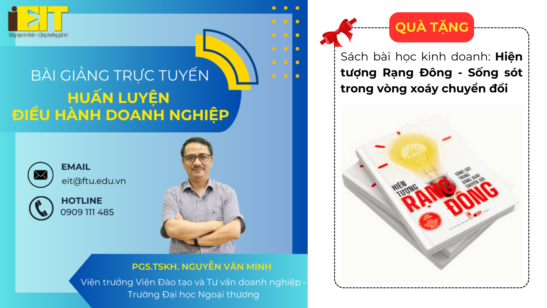 Bài giảng trực tuyến, khóa học quản trị doanh nghiệp: Huấn luyện điều hành doanh nghiệp; Tặng sách "Rạng Đông - Sống sót trong vòng xoáy chuyển đổi"