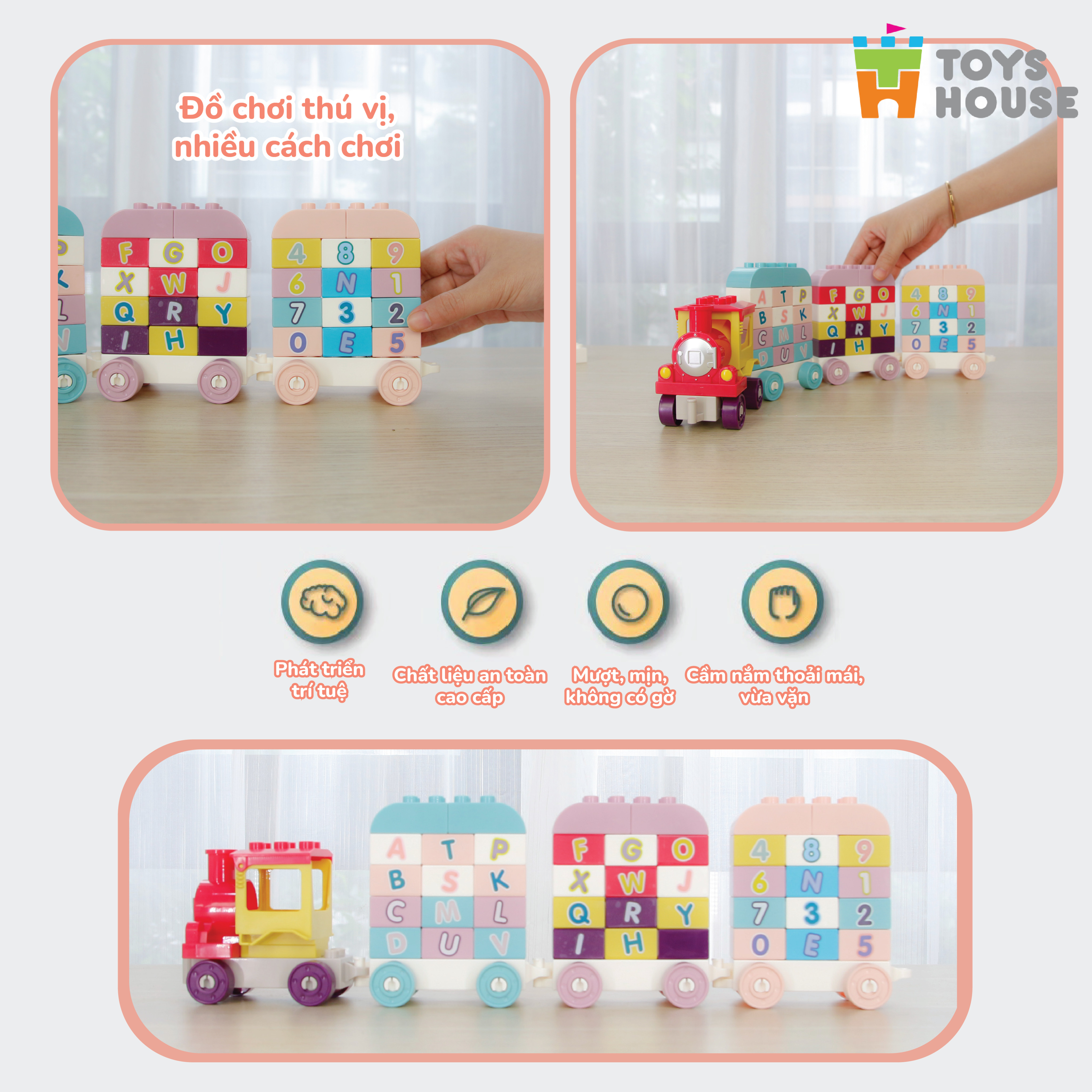 Đồ chơi lắp ghép smoneo duplo xếp hình Tàu Hỏa - 55 mảnh ghép Toyshouse -77001