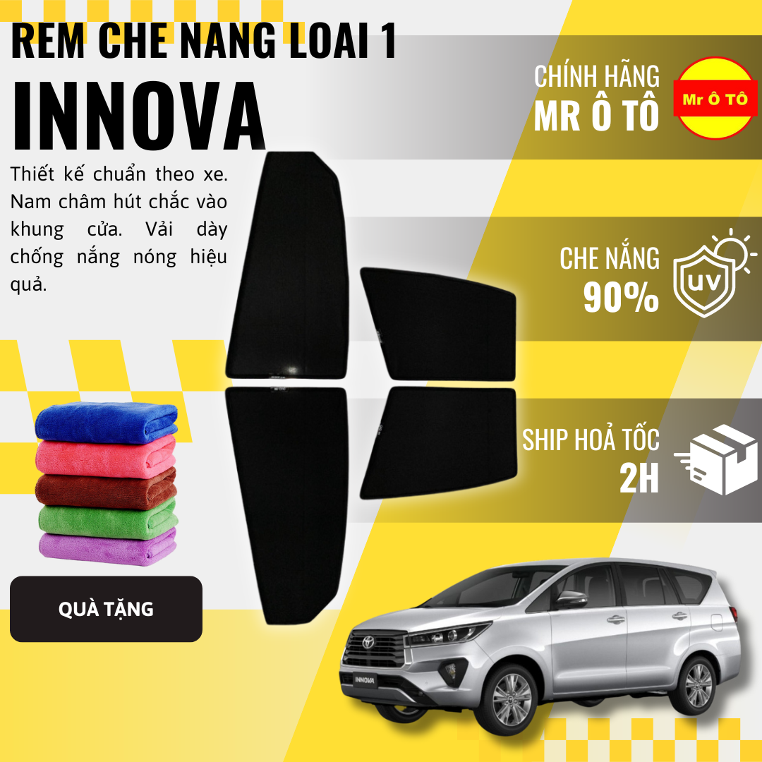 Rèm Che Nắng Xe Toyota Innova Loại 1 Mr Ô TÔ Bảo Hành 24 tháng Cam Kết Chuẩn Khít Theo Xe