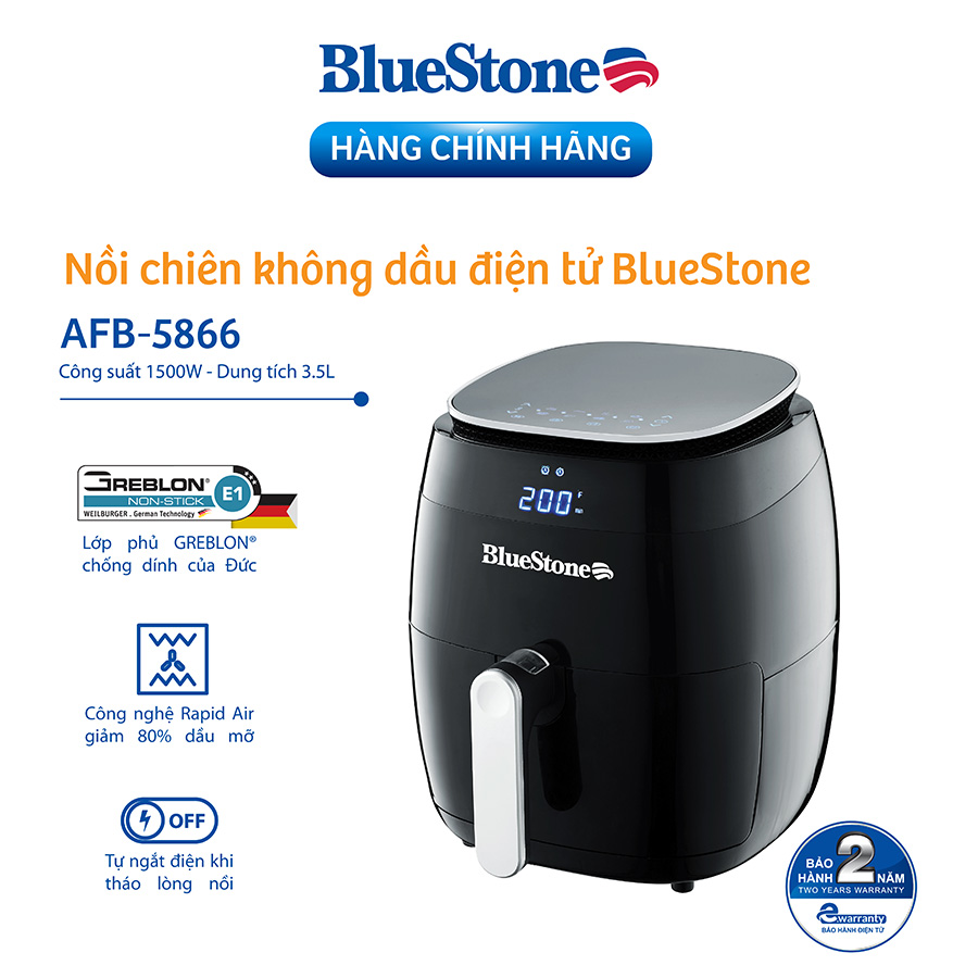 Nồi Chiên Không Dầu Điện Tử Bluestone AFB-5866 (3.5L) - Hàng Chính Hãng