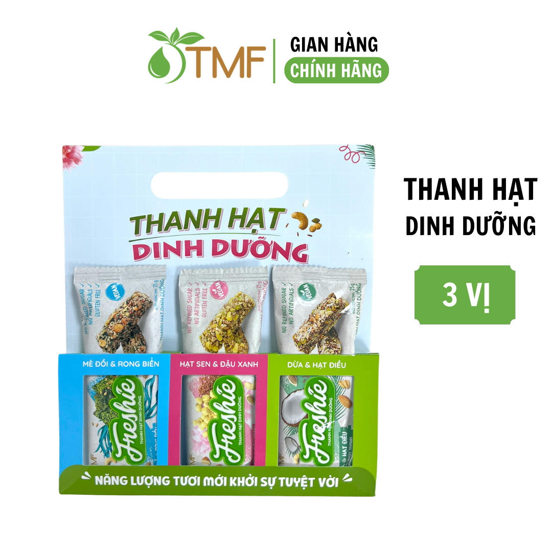 Set 3 thanh gạo lứt mix hạt dinh dưỡng Freshie 3 vị TÂM MINH FOODS ăn sáng thuần thực vật