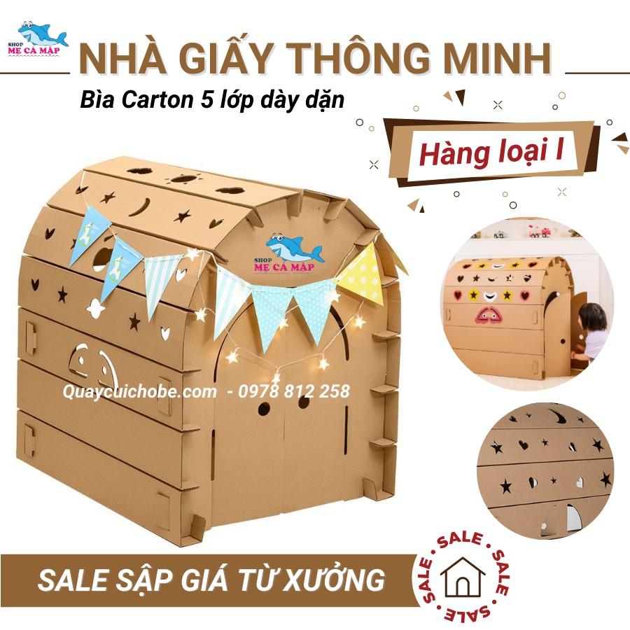 Nhà giấy bìa carton 5 lớp LOẠI I, nhà carton lắp ghép thông minh GIÁ XƯỞNG cho bé từ 1 tuổi