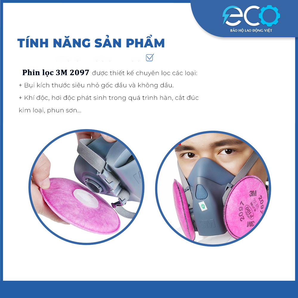 Phin lọc 3M 2097 chống độc, chuyên phòng dịch, chống giọt bắn, lọc bụi mịn pm2.5, khói hàn, 3M chính hãng