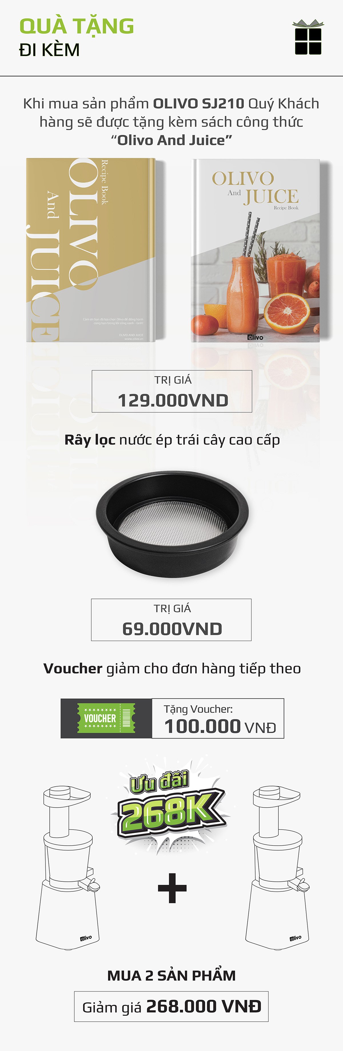 Máy Ép Chậm Trái Cây Hoa Quả Rau Củ OLIVO SJ210 - Hàng Chính Hãng