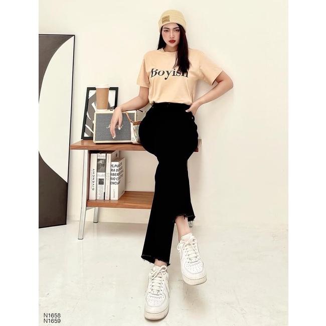 Quần jean ống suông (đen, trắng) HDSHOP lưng cao dáng dài, quần bò nữ ống rộng cạp cao